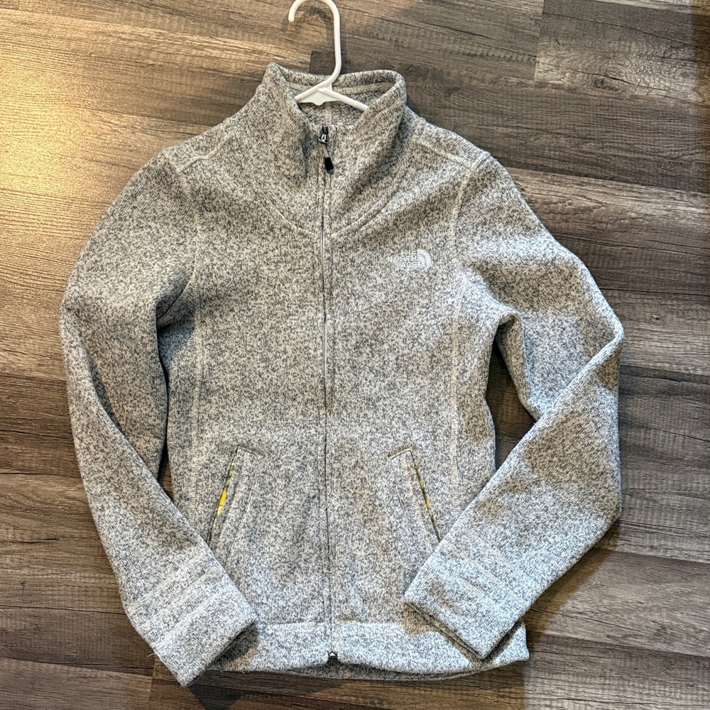 The North Face Light Heather Gray Full-Zip Fleece Jacket